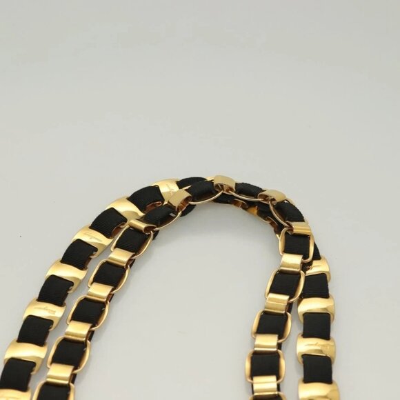 Salvatore Ferragamo Chain Vala Shoulder Bag Canvas Black Gold Auth - Picture 11 of 16